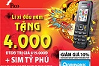 Pico lì xì đầu năm 4000 điện thoại di động kèm sim tỷ phú