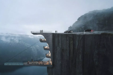 Khách sạn độc đáo treo lơ lửng trên vách đá dựng đứng ở Nauy