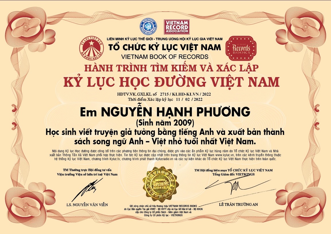 Kỷ lục gia nhỏ tuổi Việt Nam xuất bản truyện giả tưởng bằng tiếng Anh - 2 Kỷ lục gia nhỏ tuổi Việt Nam xuất bản truyện giả tưởng bằng tiếng Anh - 2