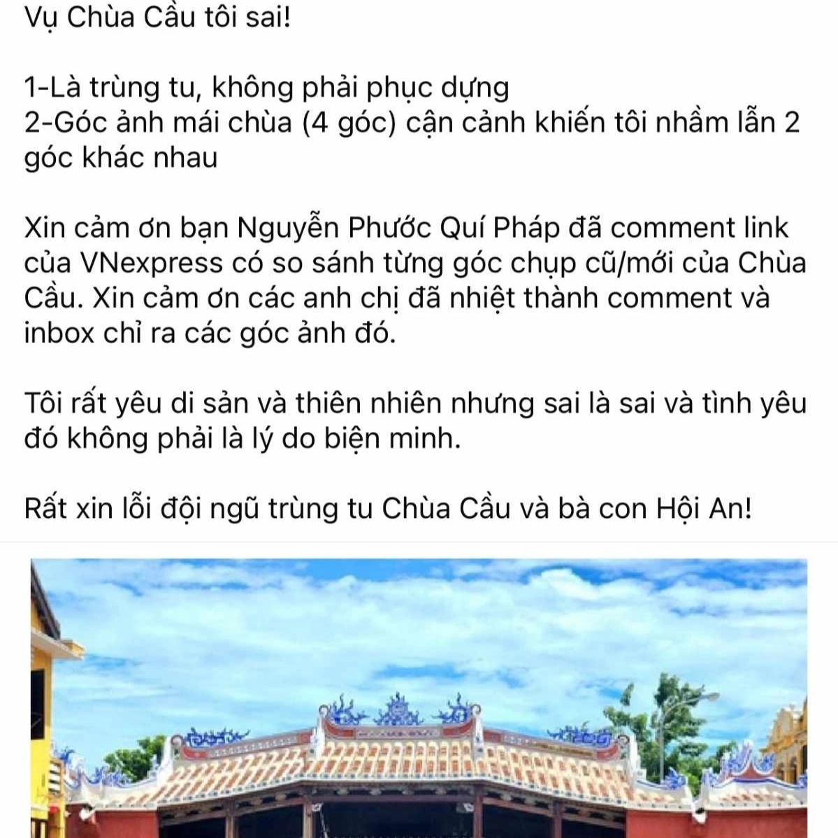 Công an xác minh những người đưa thông tin xuyên tạc về di tích Chùa Cầu - 1