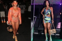 Người mẫu gốc Việt Karrueche Tran mặc bốc lửa đi dự tiệc