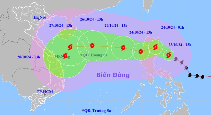 Bão Trà Mi có thể chuyển hướng khi đến gần bờ nước ta - 1