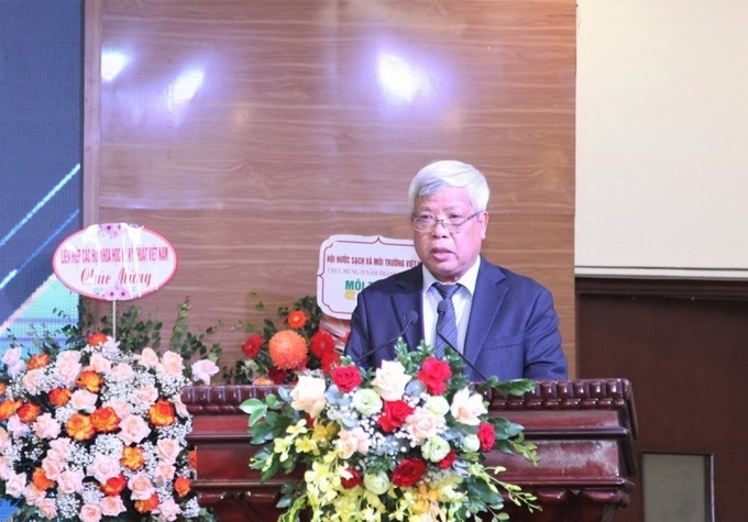 TS. Nguyễn Linh Ngọc, Chủ tịch Hội Nước sạch và Môi trường Việt Nam phát biểu tại Lễ kỷ niệm.