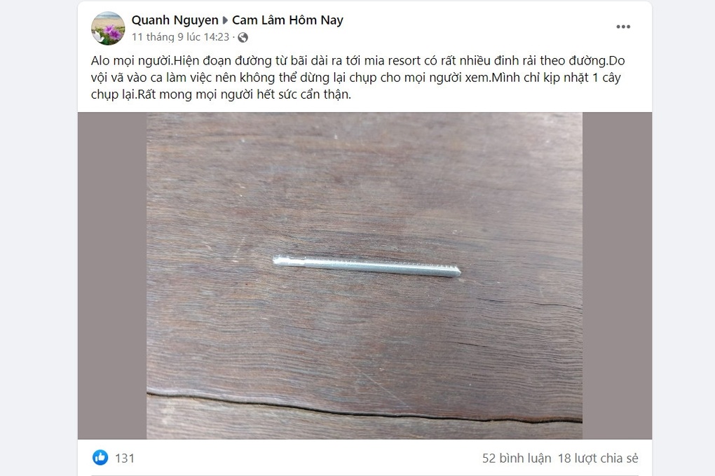 Làm rõ thông tin bẫy đinh trên cung đường đi sân bay Cam Ranh - 3 Làm rõ thông tin bẫy đinh trên cung đường đi sân bay Cam Ranh - 3