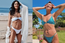 Da nhăn nheo như cụ già, nữ người mẫu 32 tuổi vẫn tự tin diện bikini