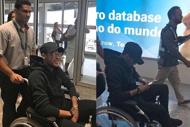 Neymar ngồi xe lăn, có nguy cơ vắng mặt ở World Cup 2018
