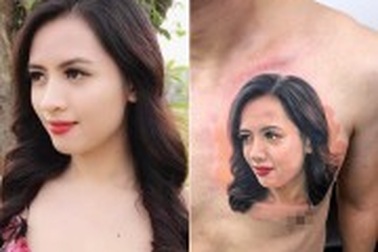 Chàng trai chịu đau 9 tiếng xăm hình chân dung vợ lên ngực