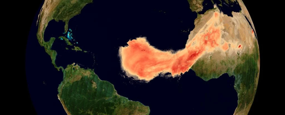 Đám mây bụi Sahara quét qua Đại Tây Dương lớn nhất từ trước đến nay - 1 Đám mây bụi Sahara quét qua Đại Tây Dương lớn nhất từ trước đến nay - 1