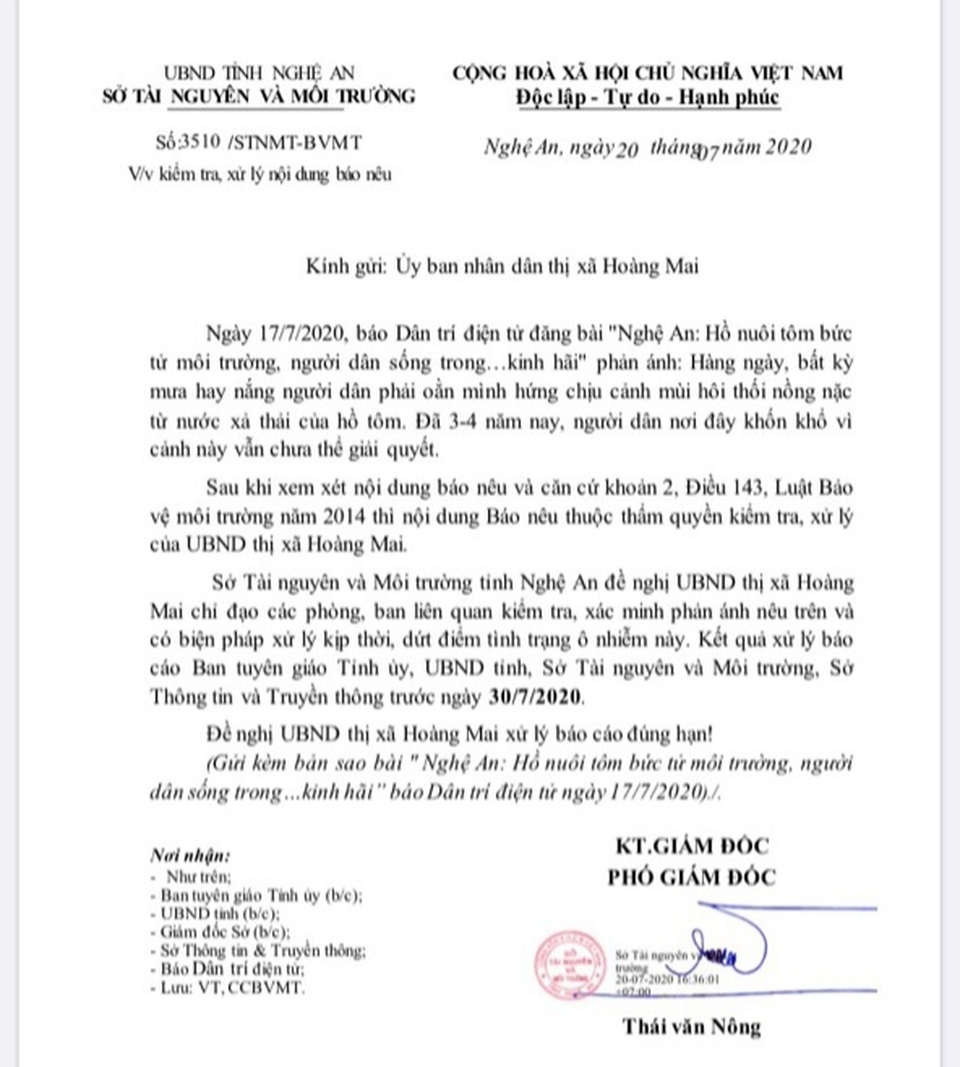 Sở TNMT Nghệ An chốt hạn xử lý vụ xả thải “bức tử” người dân và bãi biển - 1 Sở TNMT Nghệ An chốt hạn xử lý vụ xả thải “bức tử” người dân và bãi biển - 1