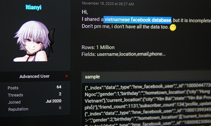 Một triệu tài khoản Facebook Việt bị tung lên diễn đàn hacker - Ảnh 1.