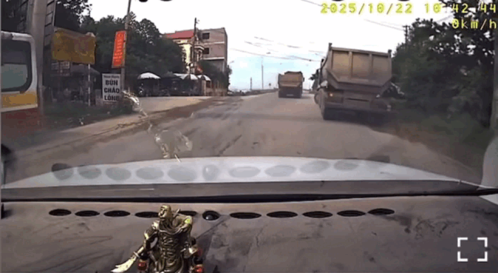 Ô tô tải lật nghiêng sau pha đánh lái tránh xe ben sang đường - 1