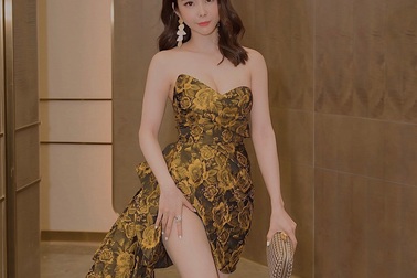 Hoa hậu Huỳnh Vy diện váy xẻ khoe chân dài