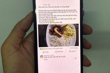 Đặt 130.000 đồng/suất, công nhân điện lực nhận bữa cơm ngang 40.000 đồng