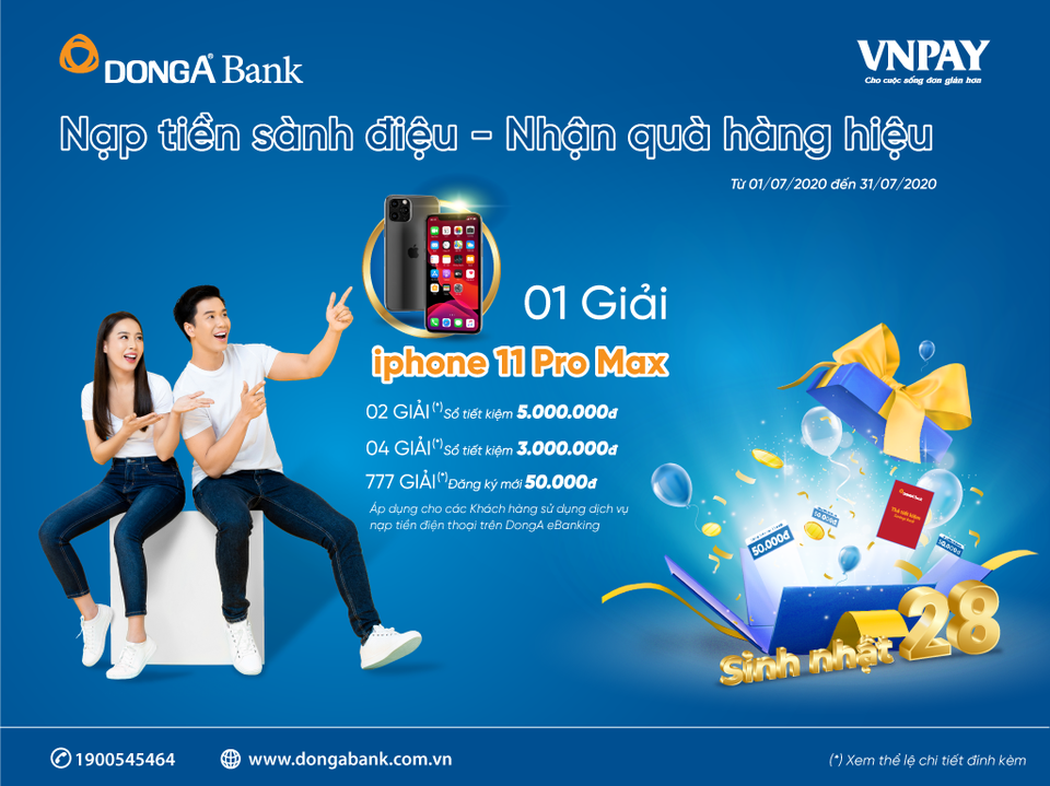 Cơ hội nhận iPhone 11 Pro Max khi nạp tiền điện thoại trên DongA eBanking - 1 Cơ hội nhận iPhone 11 Pro Max khi nạp tiền điện thoại trên DongA eBanking - 1