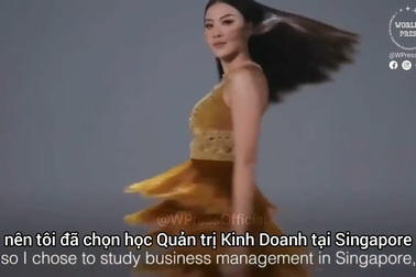 Kim Duyên nói tiếng Anh giới thiệu tại Hoa hậu Hoàn vũ 2021