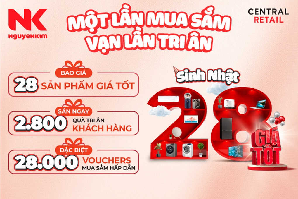 Điện máy Nguyễn Kim mừng sinh nhật tuổi 28 với loạt khuyến mãi hấp dẫn - 1 Điện máy Nguyễn Kim mừng sinh nhật tuổi 28 với loạt khuyến mãi hấp dẫn - 1