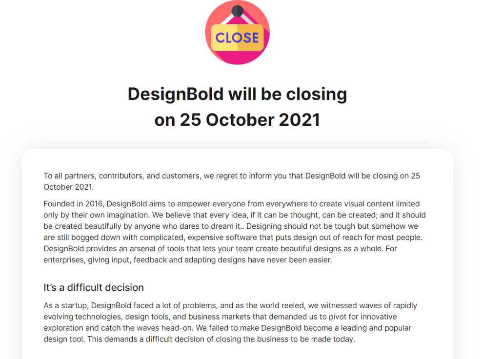 Startup DesignBold đóng cửa, rút khỏi thương trường sau 5 năm chinh chiến - 1 Startup DesignBold đóng cửa, rút khỏi thương trường sau 5 năm chinh chiến - 1