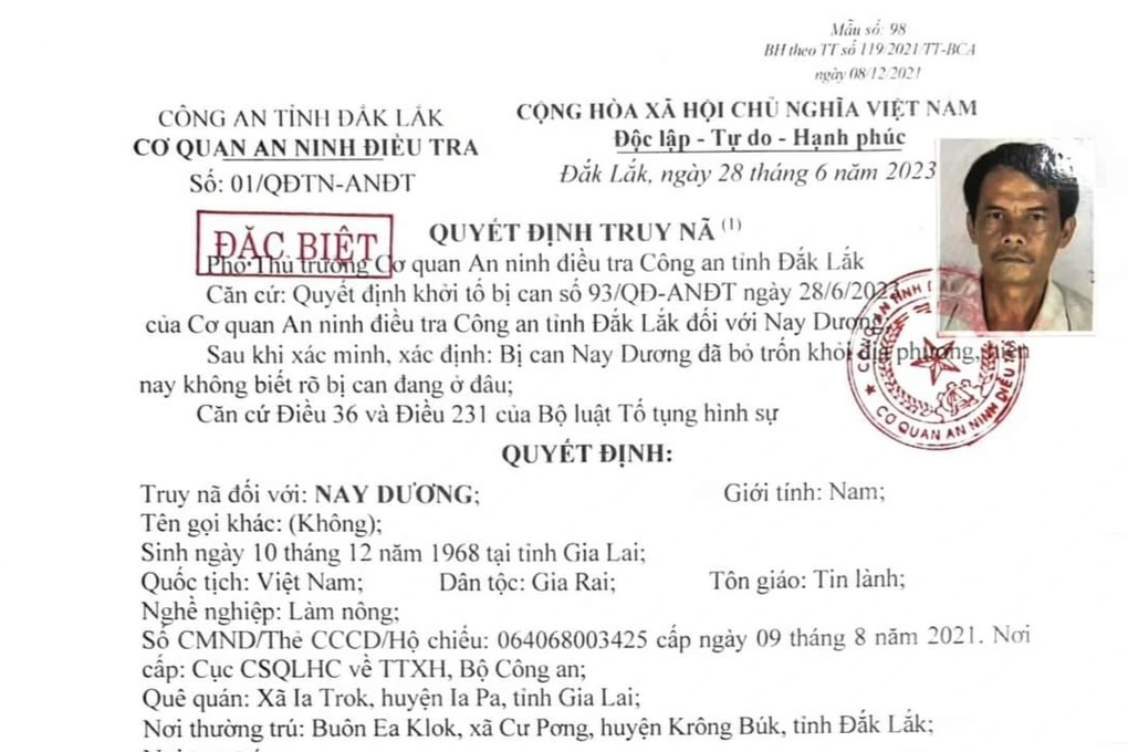 Vụ khủng bố tại Đắk Lắk: Chi tiết nhận dạng 6 đối tượng bị truy nã đặc biệt - 3 Vụ khủng bố tại Đắk Lắk: Chi tiết nhận dạng 6 đối tượng bị truy nã đặc biệt - 3
