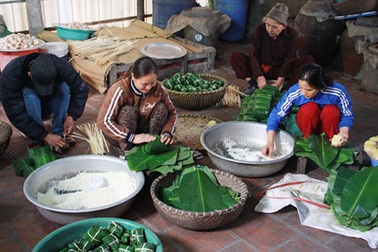 Làng bánh chưng Tranh Khúc vào xuân