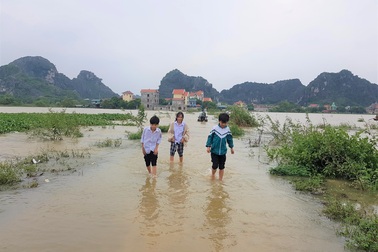 Ninh Bình: Nước lũ dâng nhanh, gần 300 học sinh phải nghỉ học