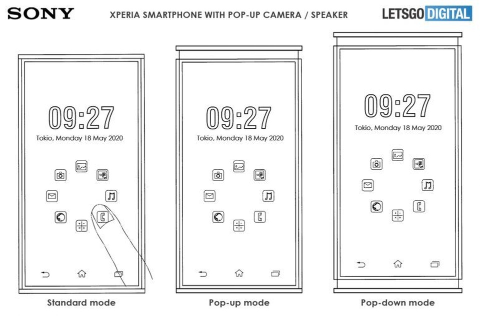 Lộ smartphone mới của Sony với kiểu thiết kế loa dạng “thò thụt” độc đáo - 1 Lộ smartphone mới của Sony với kiểu thiết kế loa dạng “thò thụt” độc đáo - 1