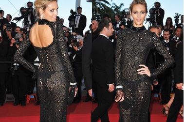 Siêu mẫu Anja Rubik diện váy hở nội y dự LHP Cannes