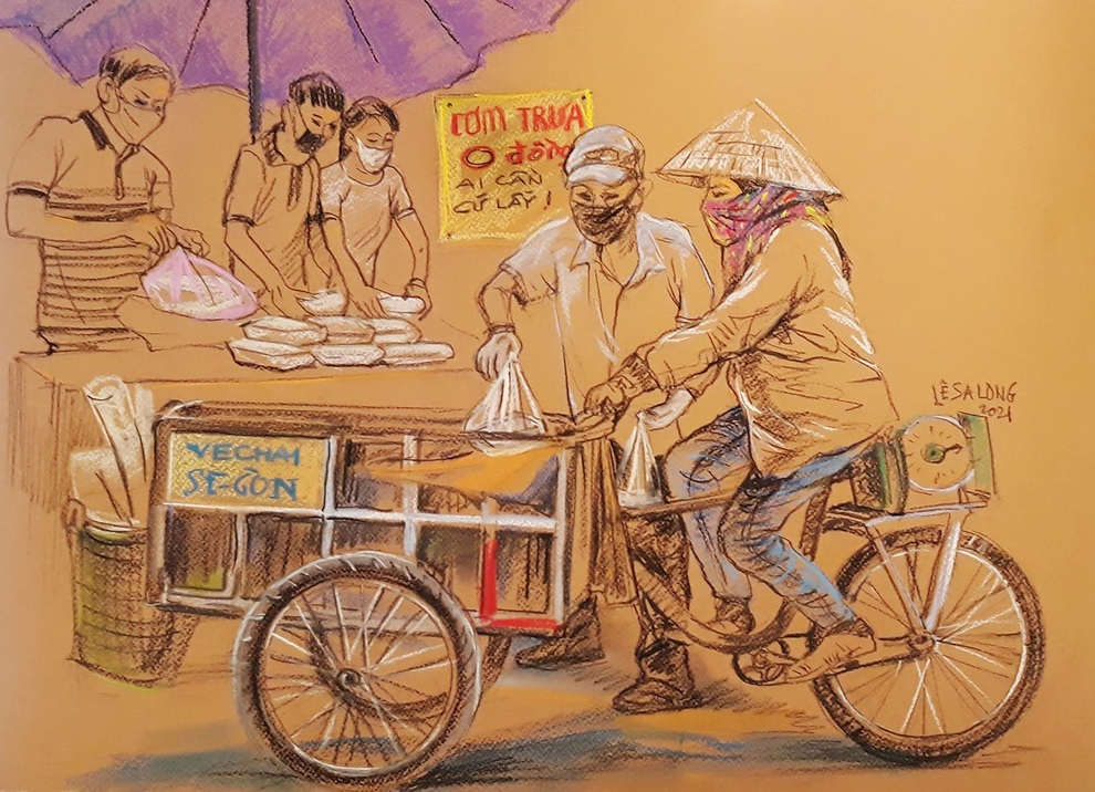 Những câu chyện ấm tình người giữa tâm dịch Sài Gòn được vẽ thành tranh - 2 Những câu chyện ấm tình người giữa tâm dịch Sài Gòn được vẽ thành tranh - 2