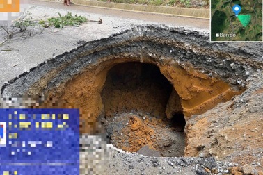 "Hố tử thần" bất ngờ xuất hiện giữa đường ở Lào Cai