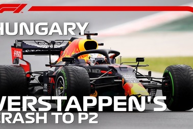 Tình huống Max Verstappen đâm vào rào chắn khi đang trên đường ra vạch xuất phát tại chặng Hungarian GP 2020
