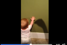 Dễ thương clip em bé sợ cái bóng in trên tường "cắn"