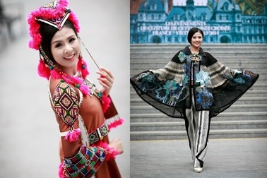 Hoa hậu Ngọc Hân rực rỡ trong sắc màu thổ cẩm