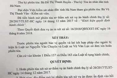 Người dân khởi kiện UBND huyện Thanh Liêm: Tiếp tục hoãn phiên tòa lần 4!