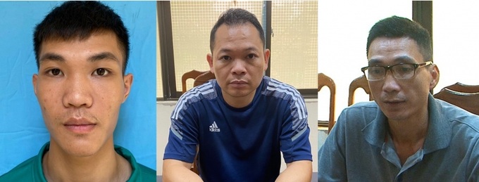 Các bị can Cường, Thư, Đạt (từ trái qua).