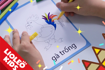 Tiếng Anh trẻ em: Học tiếng Anh về màu sắc và đồ ăn qua tô màu sáng tạo