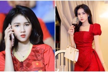 Hot girl "nổi như cồn" trên khán đài dự đoán Việt Nam thắng UAE 2-1