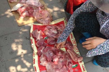 Kinh hoàng chợ thịt ruồi bu chân cầu Thăng Long