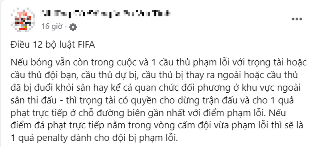 Giải thích cho tình huống dẫn đến quả phạt đền cho đội tuyển Việt Nam (Ảnh chụp màn hình). Giải thích cho tình huống dẫn đến quả phạt đền cho đội tuyển Việt Nam (Ảnh chụp màn hình).