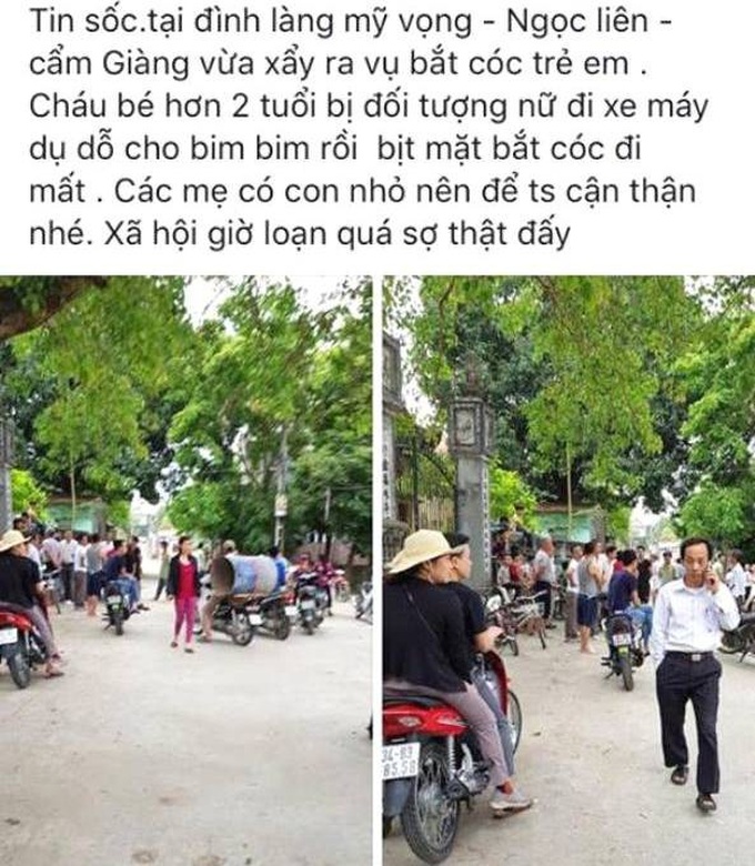 Thông tin đăng tải trên mạng xã hội cho rằng, bé trai bị 2 người phụ nữ bắt cóc tại xã Ngọc Liên. Ảnh: Đ.Tùy