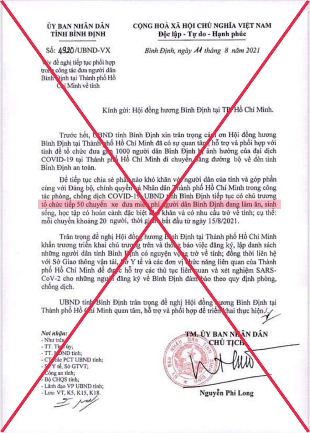Công an điều tra văn bản giả mạo việc đón công dân từ TPHCM về quê - 1 Công an điều tra văn bản giả mạo việc đón công dân từ TPHCM về quê - 1