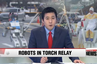 Màn rước đuốc "có một không hai" của robot tại Thế vận hội Mùa đông 2018.