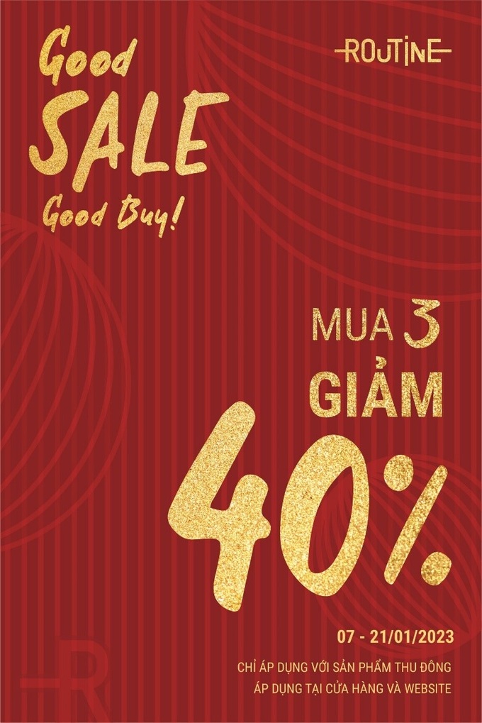 Routine tung deal “Mua 3 giảm 40%” cho sản phẩm Thu Đông dịp Tết 2023.