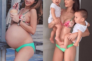 Bỏng mắt với vóc dáng của bà mẹ sinh đôi đẹp như siêu mẫu