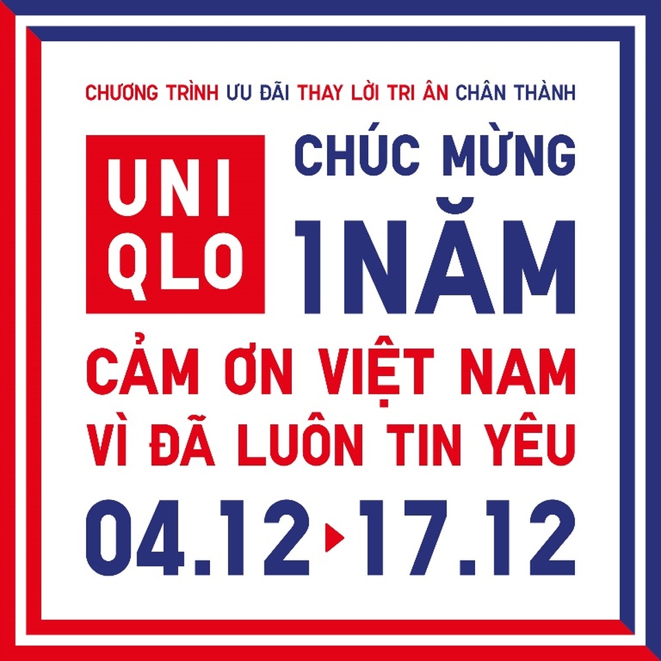 UNIQLO mang nhiều ưu đãi cho khách hàng kỷ niệm một năm đến Việt Nam - 1 UNIQLO mang nhiều ưu đãi cho khách hàng kỷ niệm một năm đến Việt Nam - 1
