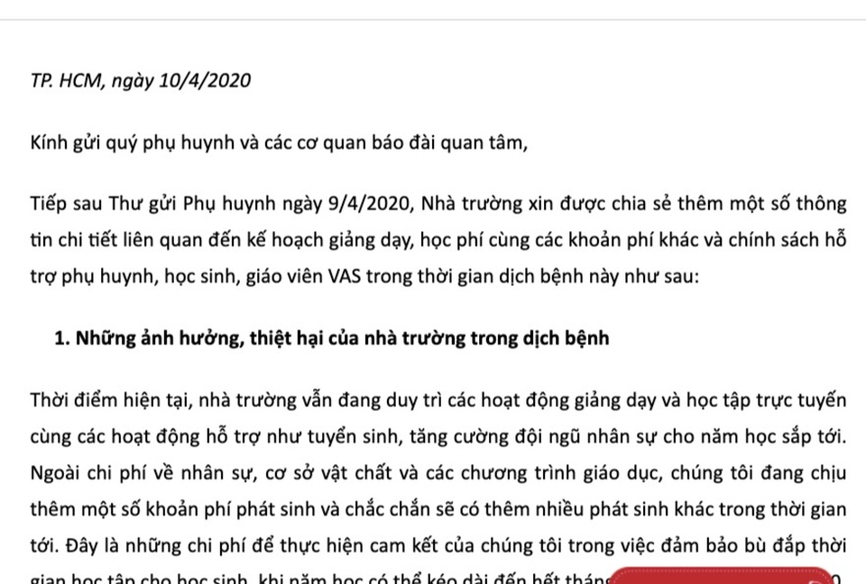 Thu nguyên cả trăm triệu khi nghỉ tránh dịch: Trường quốc tế phản hồi - 2 Thu nguyên cả trăm triệu khi nghỉ tránh dịch: Trường quốc tế phản hồi - 2