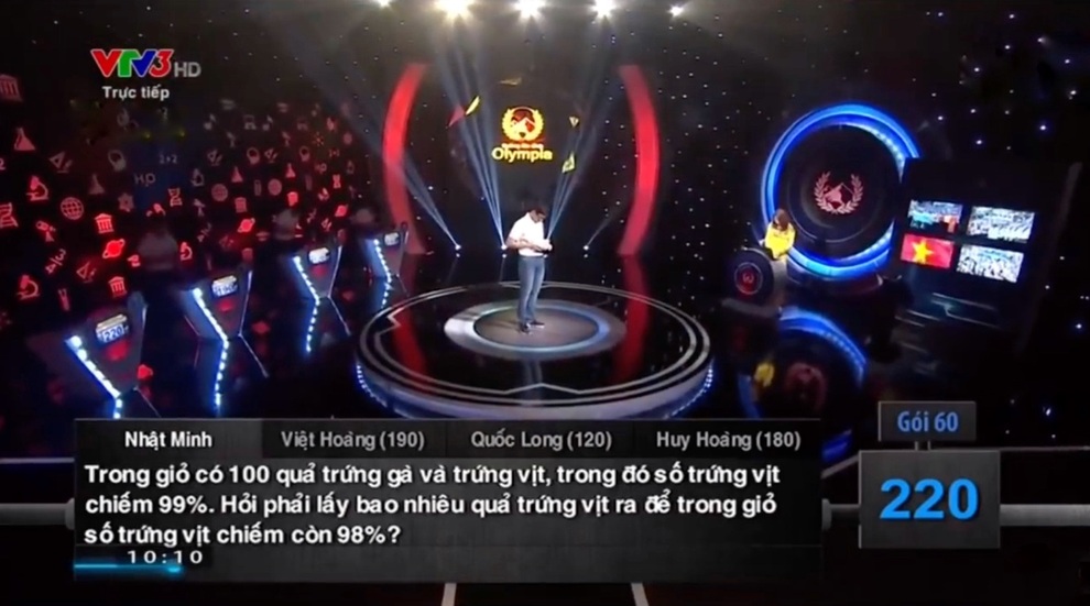 Bài toán đơn giản từng làm khó nhà vô địch Olympia 2017 - 1 Bài toán đơn giản từng làm khó nhà vô địch Olympia 2017 - 1