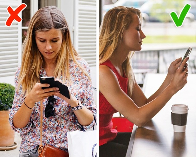Hạn chế cúi đầu khi sử dụng điện thoại, máy tính bảng. Cúi đầu thường xuyên sẽ tạo nếp nhăn vùng cổ, khiến da mặt nhanh chảy xệ.