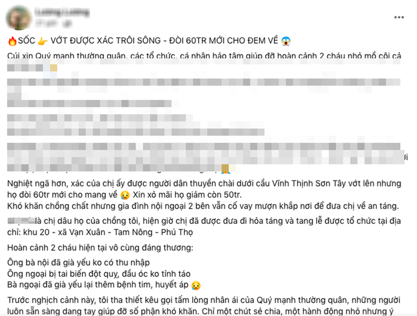 Xác minh thông tin nộp 50 triệu đồng mới được đưa thi thể chết đuối về nhà - 1