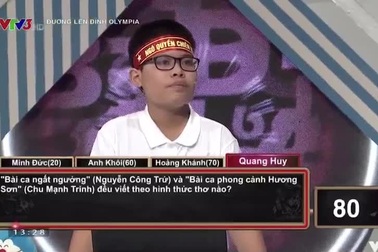 Phần thi Khởi động của nam sinh "Doraemon bé nhỏ" Quang Huy