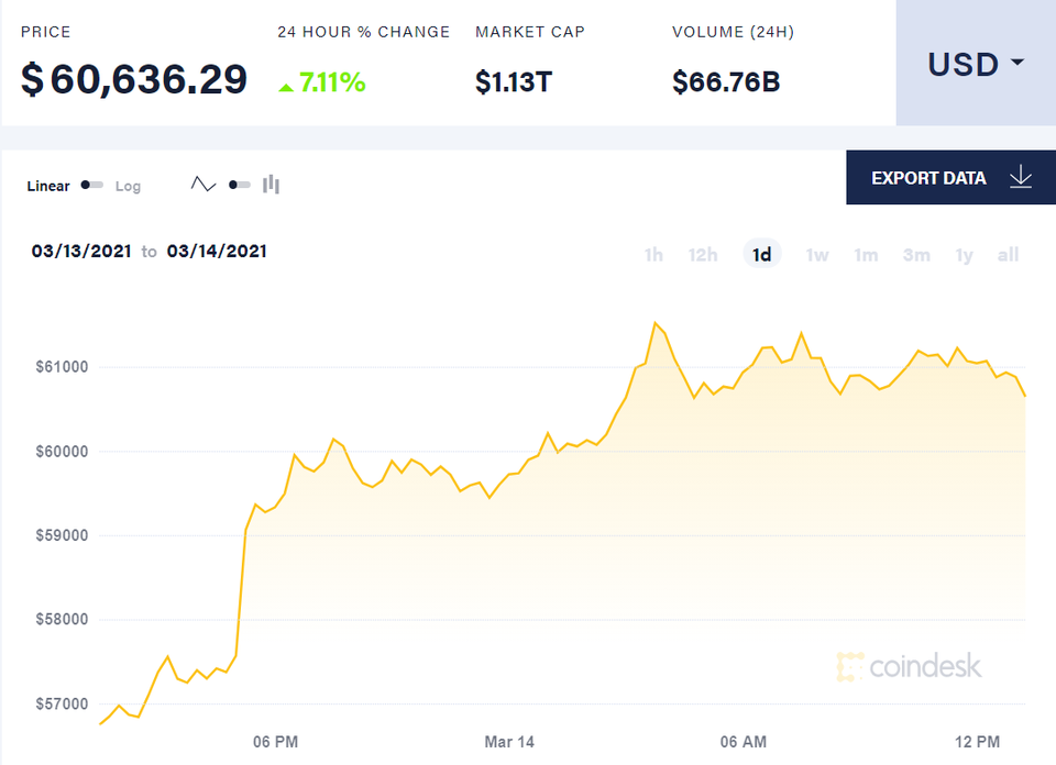 Bitcoin vượt ngưỡng 60.000 USD, đập tan hoài nghi của giới đầu tư - 1 Bitcoin vượt ngưỡng 60.000 USD, đập tan hoài nghi của giới đầu tư - 1