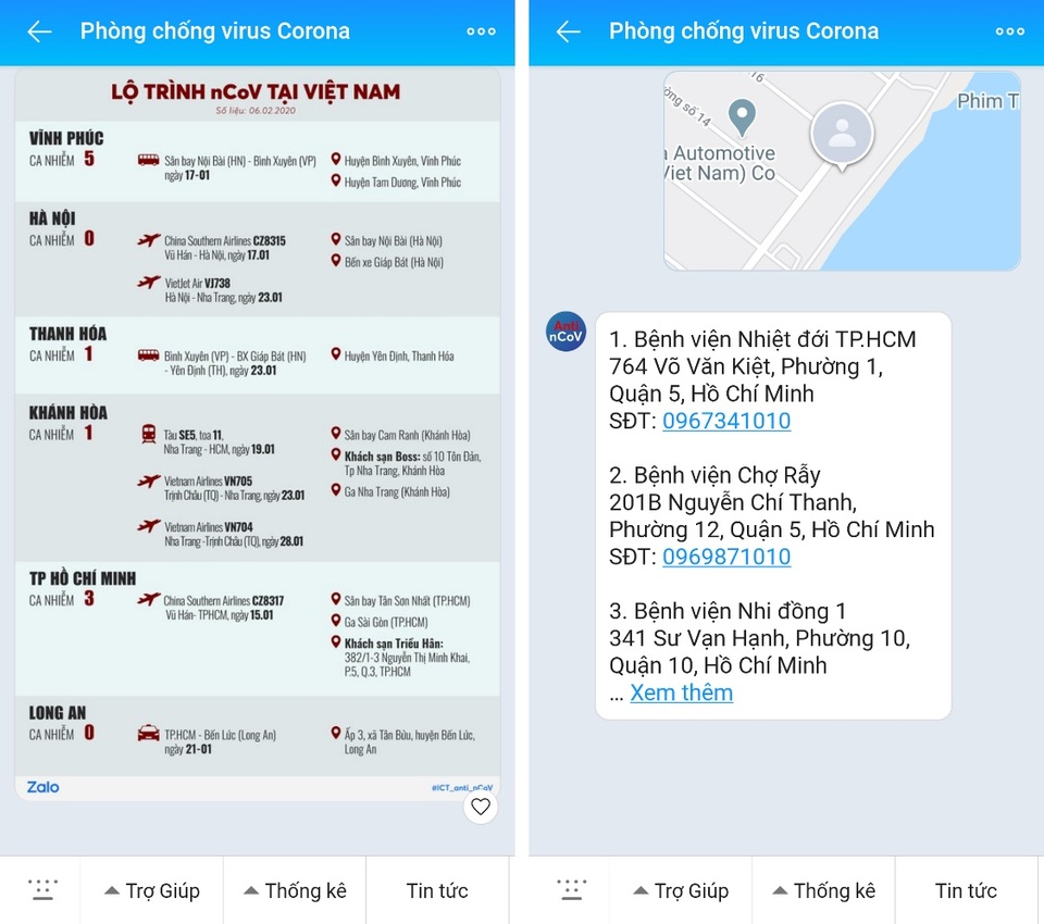 Ra mắt chatbot về nCoV trên Zalo, kiểm tra lây nhiễm theo địa phương - 3 Ra mắt chatbot về nCoV trên Zalo, kiểm tra lây nhiễm theo địa phương - 3